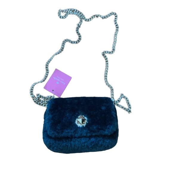Kate Spade Audrey Faux Shearling‎ Micro Crossbody Bag Peacock - Picture 1 of 4